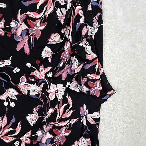 Catherines Women 4X Strawbridge Fit & Flare Dress Black Floral Soft Knit - Picture 7 of 11